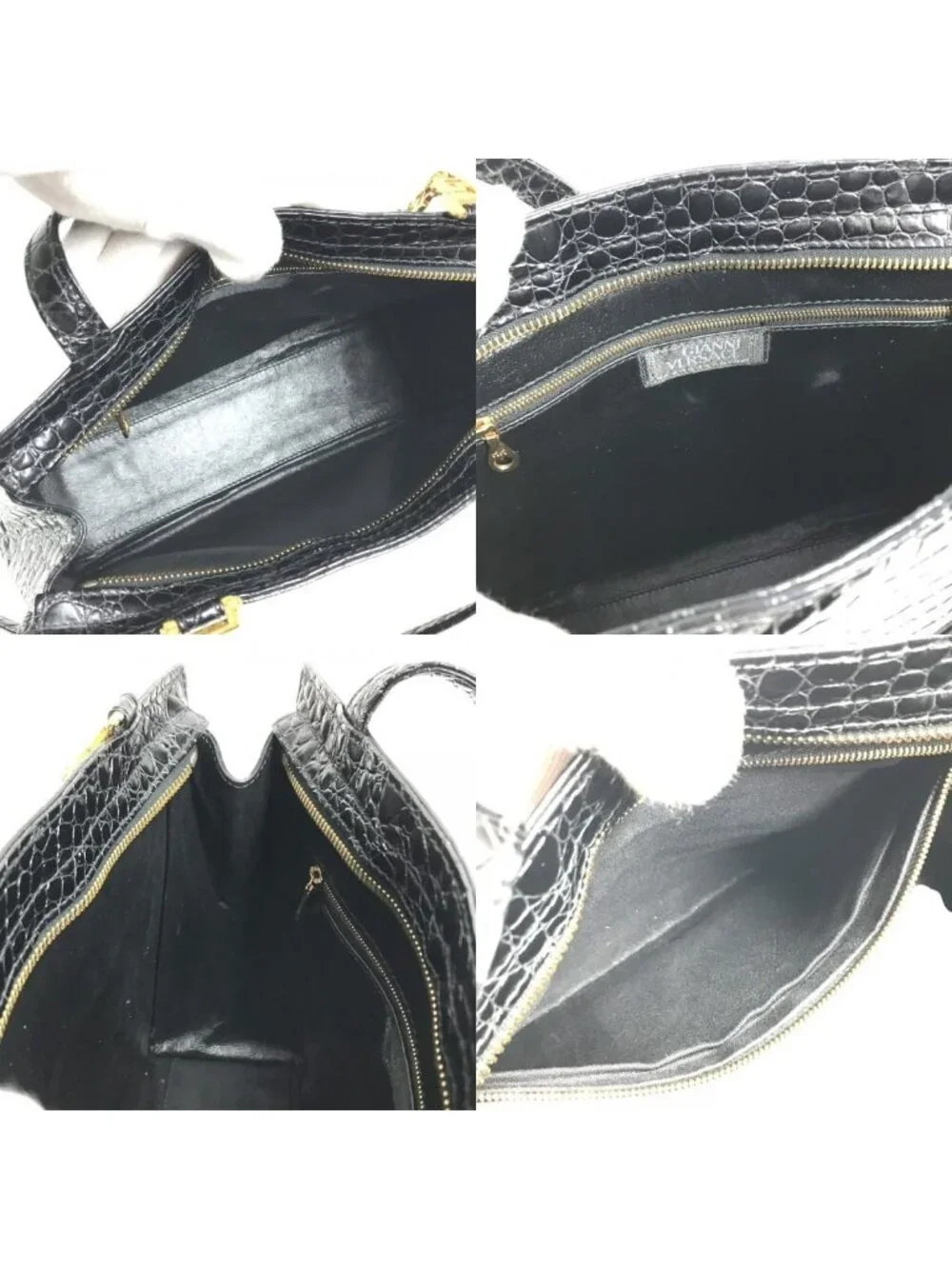 Versace Shoulder Bag Big Medusa Logo Greca Embossed Leather Black